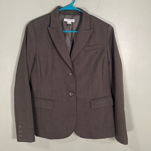 Pendleton Two Button Wool Blazer Green Women’s Size 12 - Picture 1 of 8
